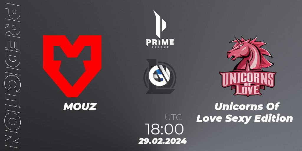 MOUZ contre Unicorns Of Love Sexy Edition : prédiction de match. 29.02.24. LoL, Prime League Spring 2024 - Group Stage