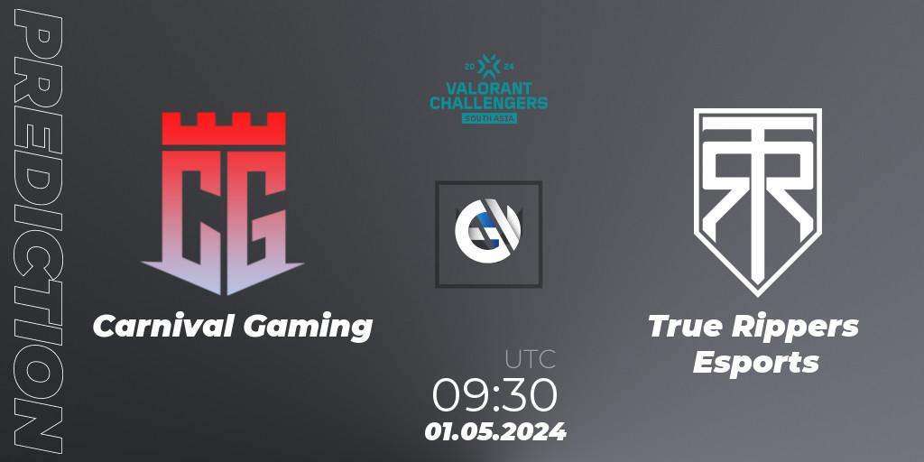 Carnival Gaming contre True Rippers Esports : prédiction de match. 01.05.2024 at 09:30. VALORANT, VALORANT Challengers 2024 South Asia: Split 1 - Cup 2