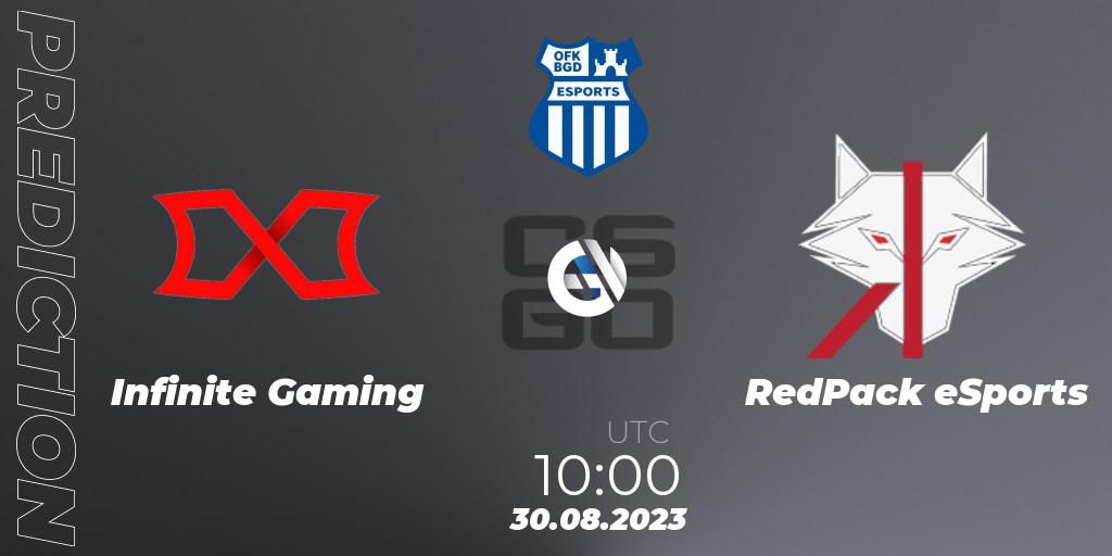 Infinite Gaming contre RedPack eSports : prédiction de match. 30.08.23. CS2 (CS:GO), OFK BGD Esports Series #1: Balkan Closed Qualifier