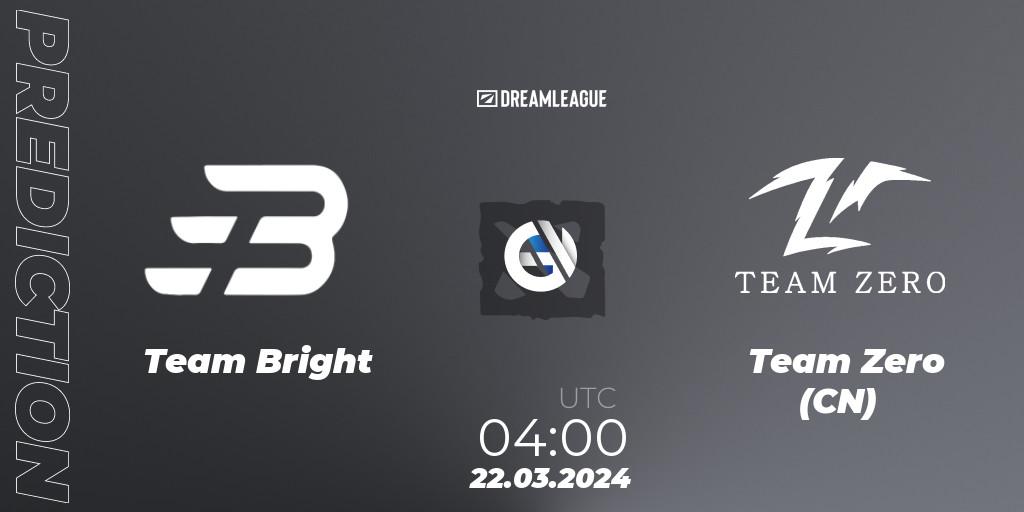 Team Bright contre Team Zero (CN) : prédiction de match. 22.03.24. Dota 2, DreamLeague Season 23: China Closed Qualifier