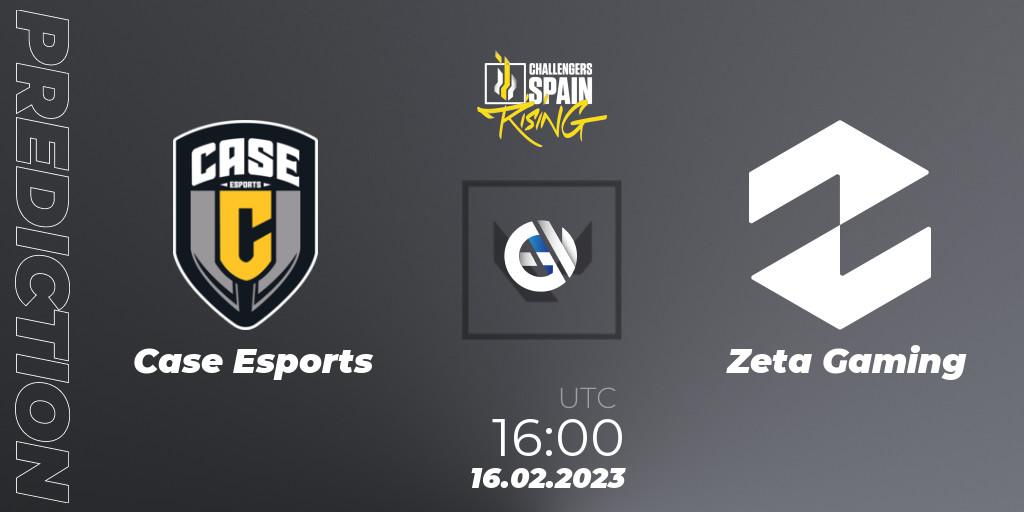 Case Esports contre Zeta Gaming : prédiction de match. 16.02.2023 at 16:00. VALORANT, VALORANT Challengers 2023 Spain: Rising Split 1