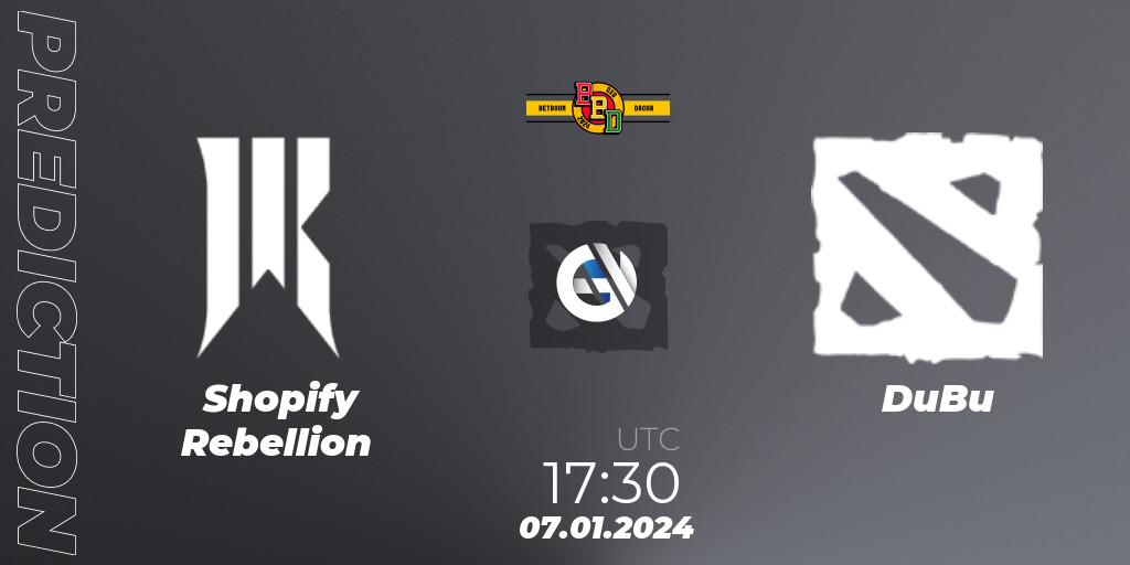 Shopify Rebellion contre DuBu : prédiction de match. 07.01.2024 at 17:31. Dota 2, BetBoom Dacha Dubai 2024: NA and SA Closed Qualifier