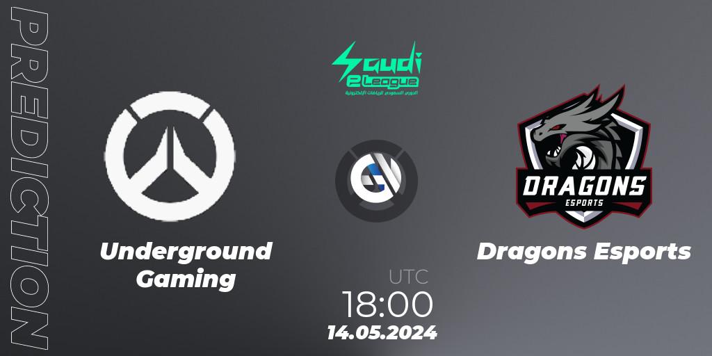 Underground Gaming contre Dragons Esports : prédiction de match. 14.05.2024 at 19:00. Overwatch, Saudi eLeague 2024 - Major 2 Phase 1