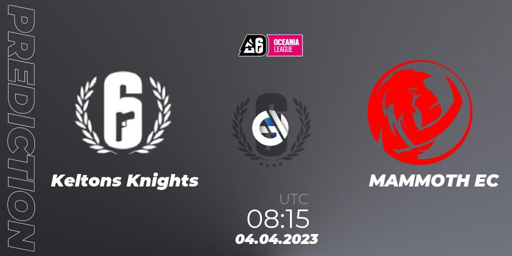 Keltons Knights contre MAMMOTH EC : prédiction de match. 04.04.2023 at 08:15. Rainbow Six, Oceania League 2023 - Stage 1