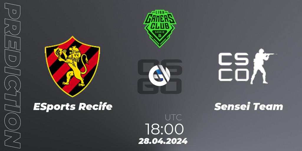 ESports Recife contre Sensei Team : prédiction de match. 28.04.2024 at 18:00. Counter-Strike (CS2), Gamers Club Liga Série B: April 2024