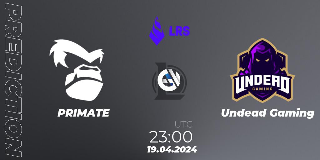 PRIMATE contre Undead Gaming : prédiction de match. 19.04.24. LoL, Liga Regional Sur 2024
