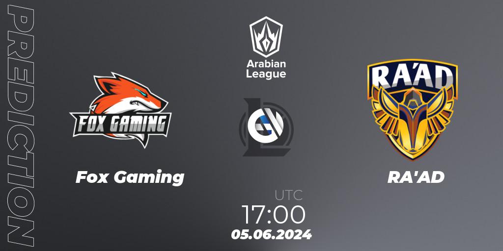Fox Gaming contre RA'AD : prédiction de match. 05.06.2024 at 17:00. LoL, Arabian League Summer 2024