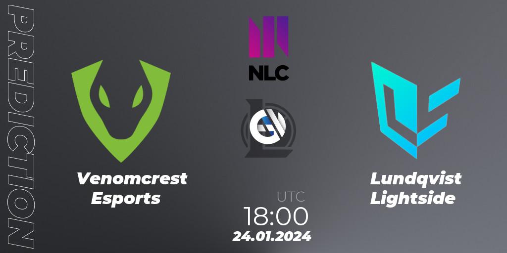 Venomcrest Esports contre Lundqvist Lightside : prédiction de match. 24.01.2024 at 19:00. LoL, NLC 1st Division Spring 2024
