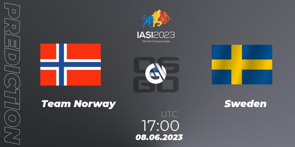 Team Norway contre Sweden : prédiction de match. 08.06.2023 at 17:00. Counter-Strike (CS2), IESF World Esports Championship 2023: Northern Europe Qualifier