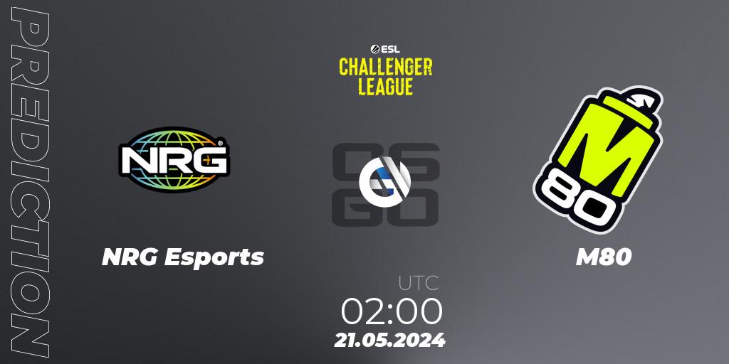 NRG Esports contre M80 : prédiction de match. 21.05.2024 at 02:00. Counter-Strike (CS2), ESL Challenger League Season 47: North America