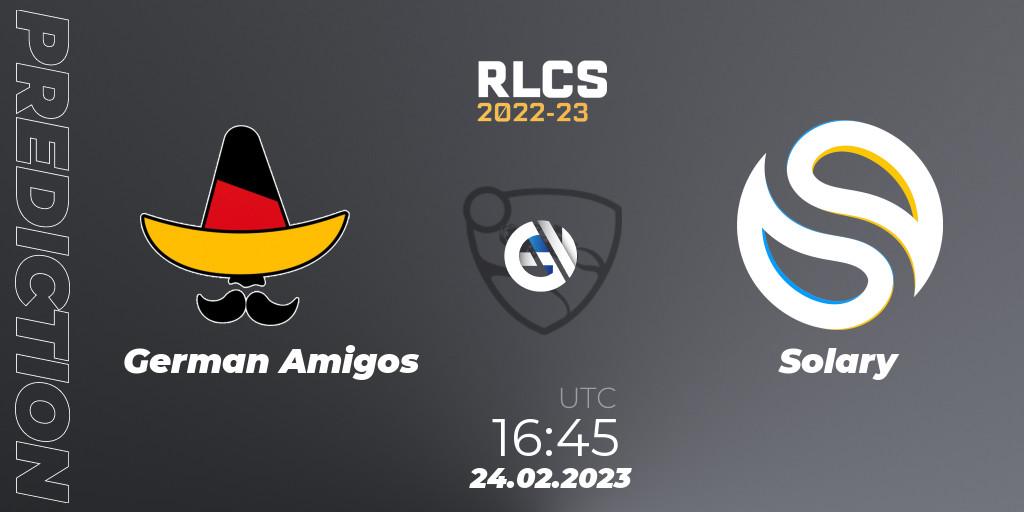 German Amigos contre Solary : prédiction de match. 24.02.2023 at 16:45. Rocket League, RLCS 2022-23 - Winter: Europe Regional 3 - Winter Invitational