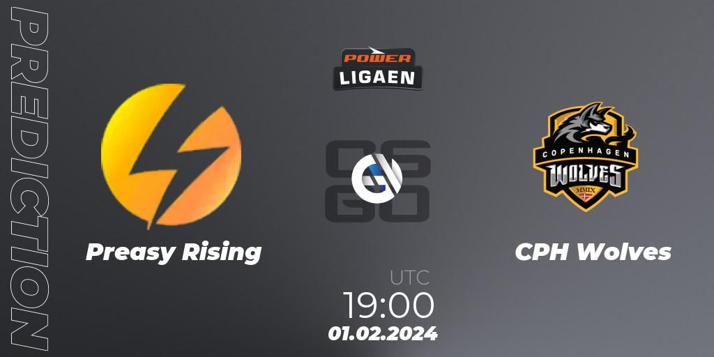 Preasy Rising contre CPH Wolves : prédiction de match. 01.02.2024 at 19:00. Counter-Strike (CS2), Dust2.dk Ligaen Season 25