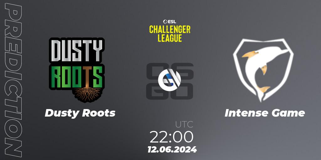 Dusty Roots contre Intense Game : prédiction de match. 12.06.2024 at 22:00. Counter-Strike (CS2), ESL Challenger League Season 47 Relegation: South America