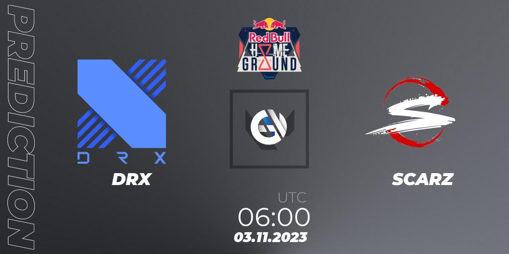 DRX contre SCARZ : prédiction de match. 03.11.2023 at 05:50. VALORANT, Red Bull Home Ground #4 - Swiss Stage