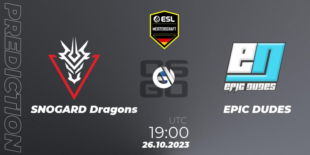 SNOGARD Dragons contre EPIC DUDES : prédiction de match. 26.10.23. CS2 (CS:GO), ESL Meisterschaft: Autumn 2023