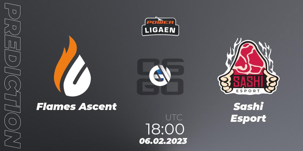 Flames Ascent contre Sashi Esport : prédiction de match. 06.02.2023 at 18:00. Counter-Strike (CS2), Dust2.dk Ligaen Season 22