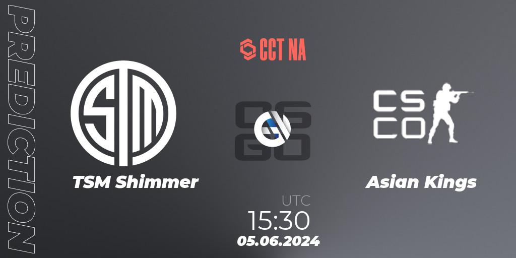 TSM Shimmer contre Asian Kings : prédiction de match. 05.06.2024 at 17:30. Counter-Strike (CS2), CCT Season 2 North American Series #1