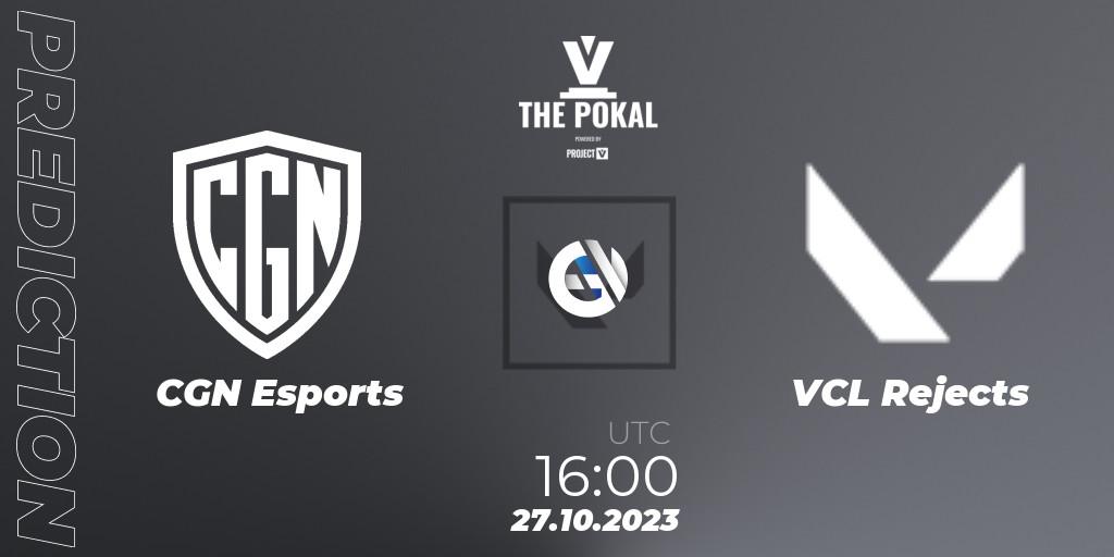 CGN Esports contre VCL Rejects : prédiction de match. 27.10.2023 at 16:00. VALORANT, PROJECT V 2023: THE POKAL