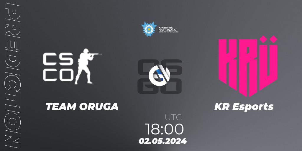 TEAM ORUGA contre KRÜ Esports : prédiction de match. 02.05.2024 at 18:00. Counter-Strike (CS2), IESF World Esports Championship 2024: Argentina