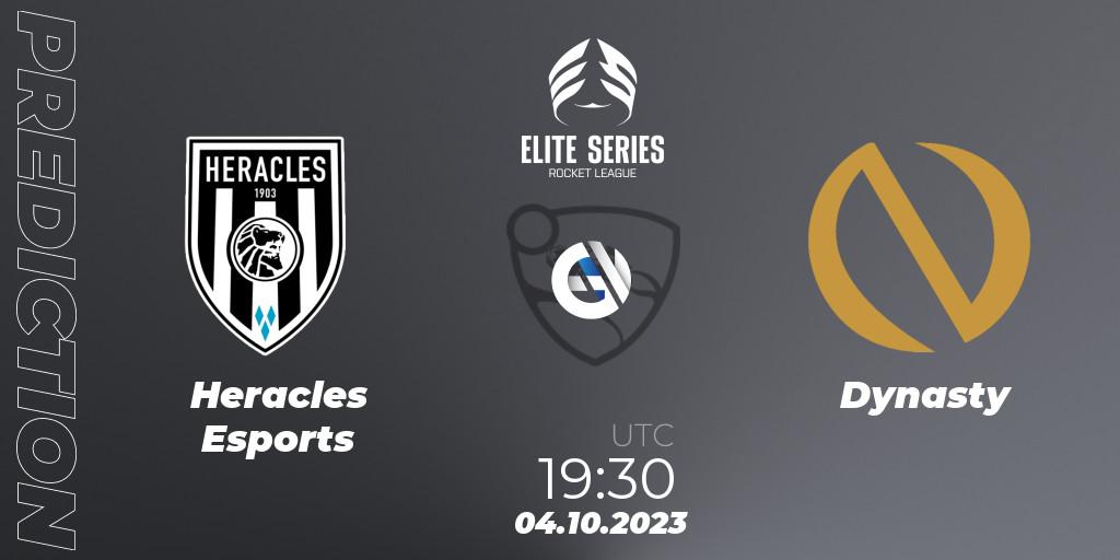 Heracles Esports contre Dynasty : prédiction de match. 04.10.2023 at 19:40. Rocket League, Elite Series Fall 2023
