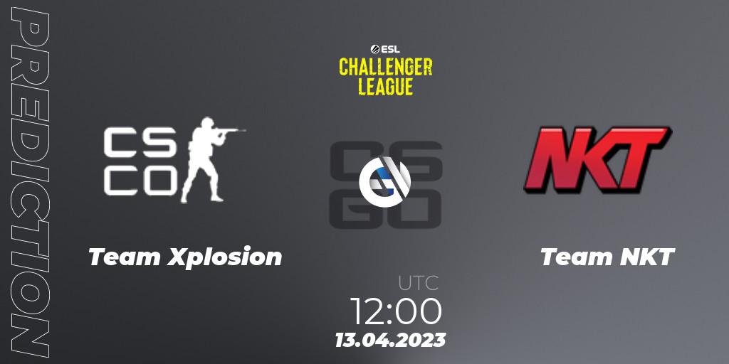 Team Xplosion contre Team NKT : prédiction de match. 13.04.2023 at 12:00. Counter-Strike (CS2), ESL Challenger League Season 45: Asia-Pacific