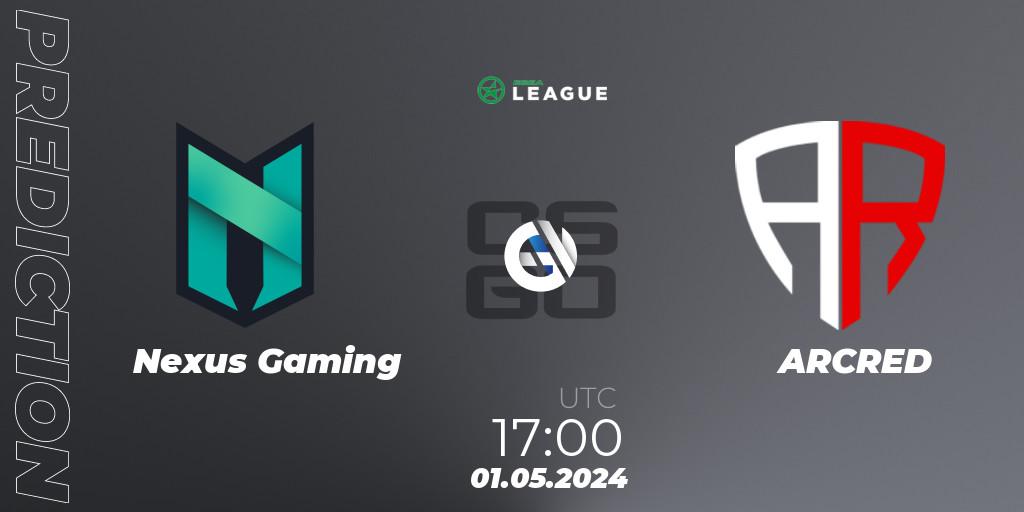 Nexus Gaming contre ARCRED : prédiction de match. 01.05.2024 at 17:00. Counter-Strike (CS2), ESEA Season 49: Advanced Division - Europe