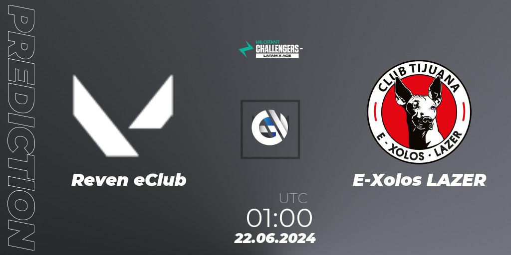 Reven eClub contre E-Xolos LAZER : prédiction de match. 22.06.2024 at 01:00. VALORANT, VALORANT Challengers 2024 LAN: Split 2