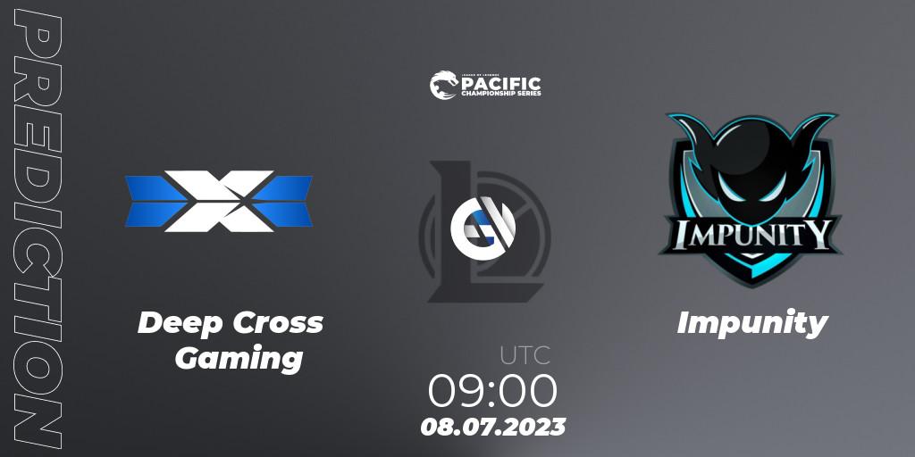 Deep Cross Gaming contre Impunity : prédiction de match. 08.07.2023 at 09:00. LoL, PACIFIC Championship series Group Stage