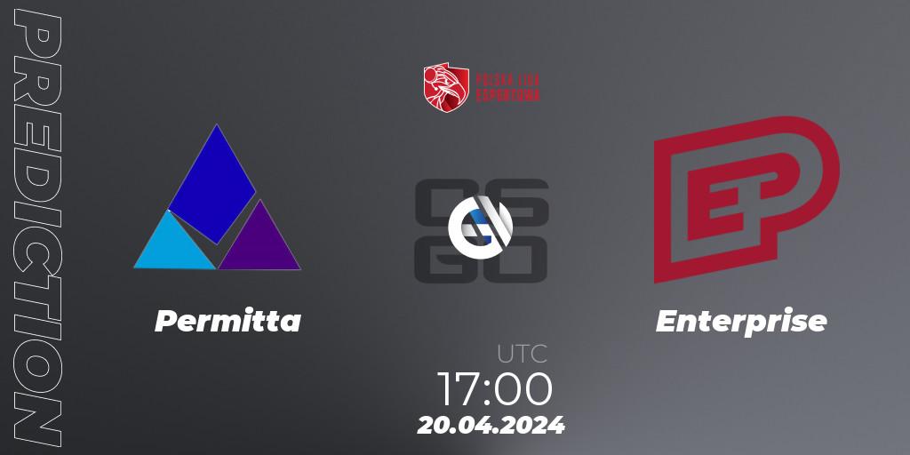 Permitta contre Enterprise : prédiction de match. 20.04.2024 at 17:00. Counter-Strike (CS2), Polska Liga Esportowa 2024: Split #1