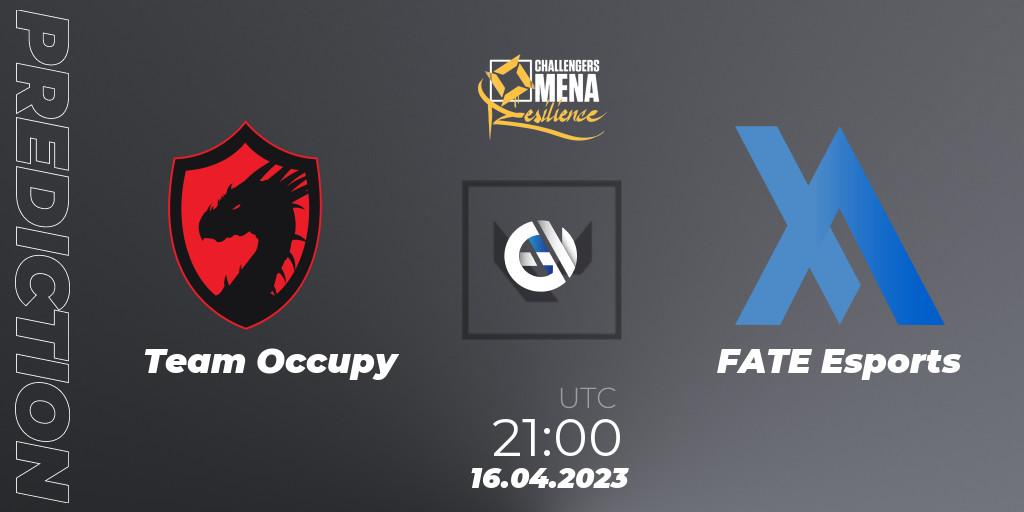 Team Occupy contre FATE Esports : prédiction de match. 16.04.2023 at 21:00. VALORANT, VALORANT Challengers 2023 MENA: Resilience Split 2 - Levant and North Africa