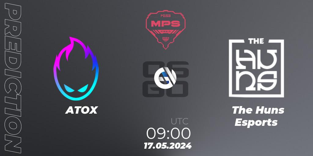 ATOX contre The Huns Esports : prédiction de match. 17.05.2024 at 09:00. Counter-Strike (CS2), MESA Pro Series: Finals 2024