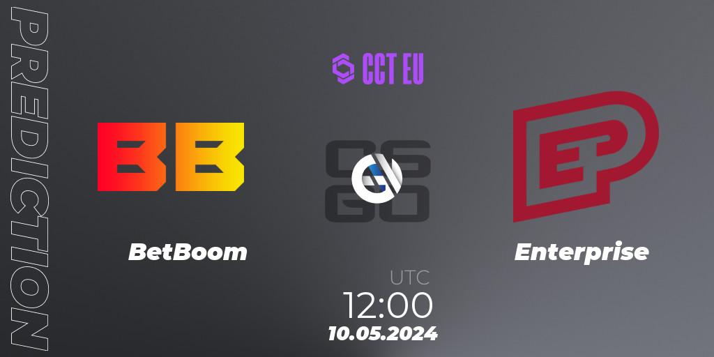 BetBoom contre Enterprise : prédiction de match. 10.05.2024 at 12:00. Counter-Strike (CS2), CCT Season 2 Europe Series 2 