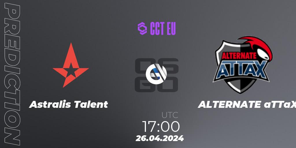 Astralis Talent contre ALTERNATE aTTaX : prédiction de match. 26.04.24. CS2 (CS:GO), CCT Season 2 Europe Series 2 Closed Qualifier