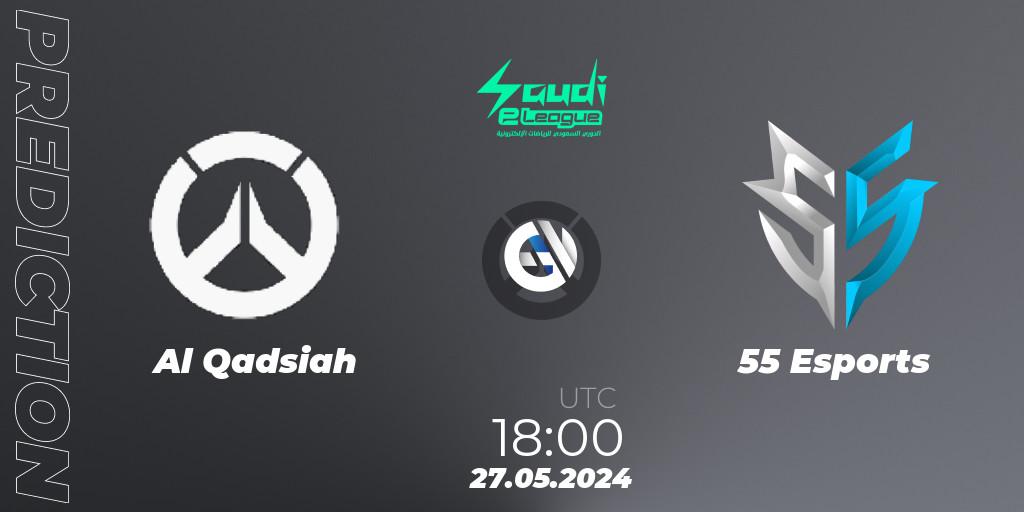 Al Qadsiah contre 55 Esports : prédiction de match. 27.05.2024 at 18:00. Overwatch, Saudi eLeague 2024 - Major 2 Phase 2