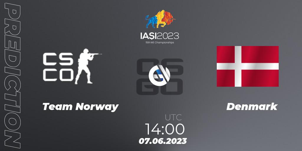 Team Norway contre Denmark : prédiction de match. 07.06.2023 at 14:00. Counter-Strike (CS2), IESF World Esports Championship 2023: Northern Europe Qualifier