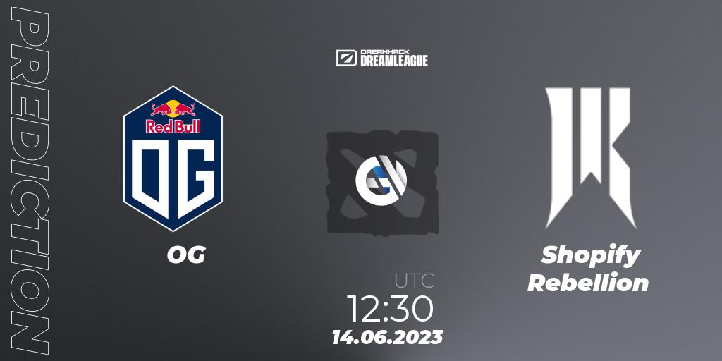 OG contre Shopify Rebellion : prédiction de match. 14.06.23. Dota 2, DreamLeague Season 20 - Group Stage 1