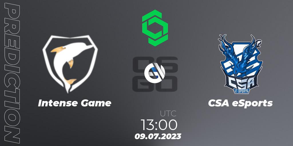 Intense Game contre CSA eSports : prédiction de match. 09.07.2023 at 13:00. Counter-Strike (CS2), CCT South America Series #8: Closed Qualifier
