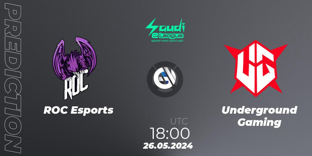 ROC Esports contre Underground Gaming : prédiction de match. 26.05.2024 at 18:00. Overwatch, Saudi eLeague 2024 - Major 2 Phase 2