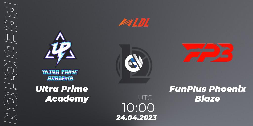 Ultra Prime Academy contre FunPlus Phoenix Blaze : prédiction de match. 24.04.2023 at 11:00. LoL, LDL 2023 - Regular Season - Stage 2