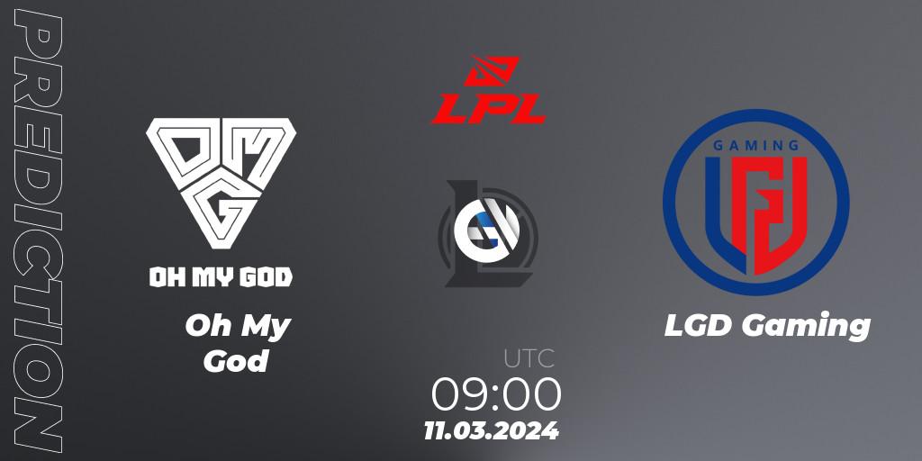 Oh My God contre LGD Gaming : prédiction de match. 11.03.24. LoL, LPL Spring 2024 - Group Stage