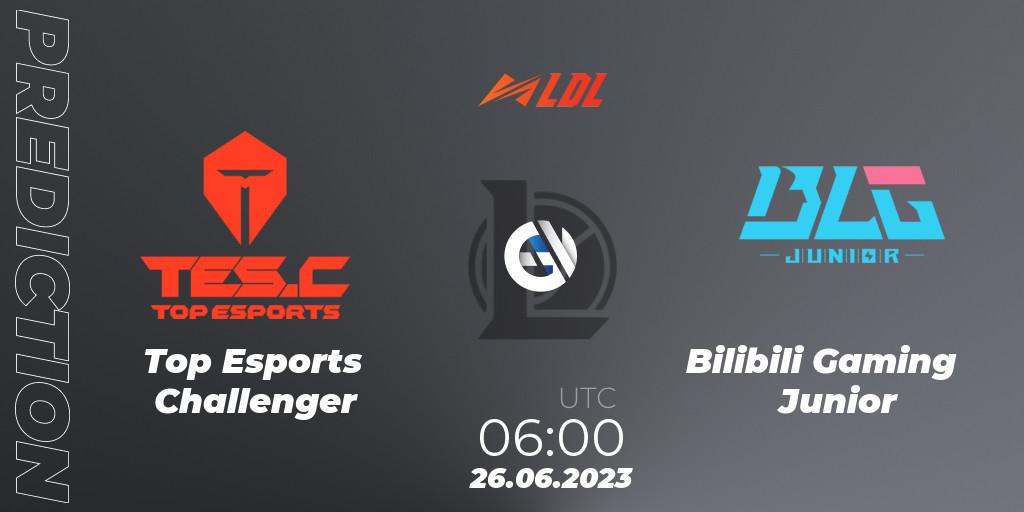 Top Esports Challenger contre Bilibili Gaming Junior : prédiction de match. 26.06.2023 at 06:00. LoL, LDL 2023 - Regular Season - Stage 3