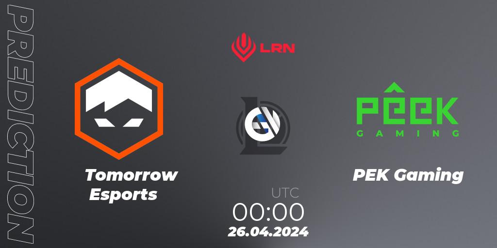 Tomorrow Esports contre PÊEK Gaming : prédiction de match. 26.04.24. LoL, Liga Regional Norte 2024