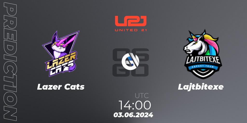 Lazer Cats contre Lajtbitexe : prédiction de match. 03.06.2024 at 14:00. Counter-Strike (CS2), United21 Season 14: Division 2