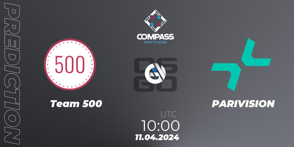 Team 500 contre PARIVISION : prédiction de match. 11.04.24. CS2 (CS:GO), YaLLa Compass Spring 2024