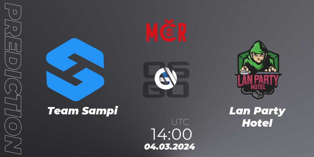 Team Sampi contre Lan Party Hotel : prédiction de match. 04.03.2024 at 14:00. Counter-Strike (CS2), Tipsport Cup Winter 2024: Online Stage