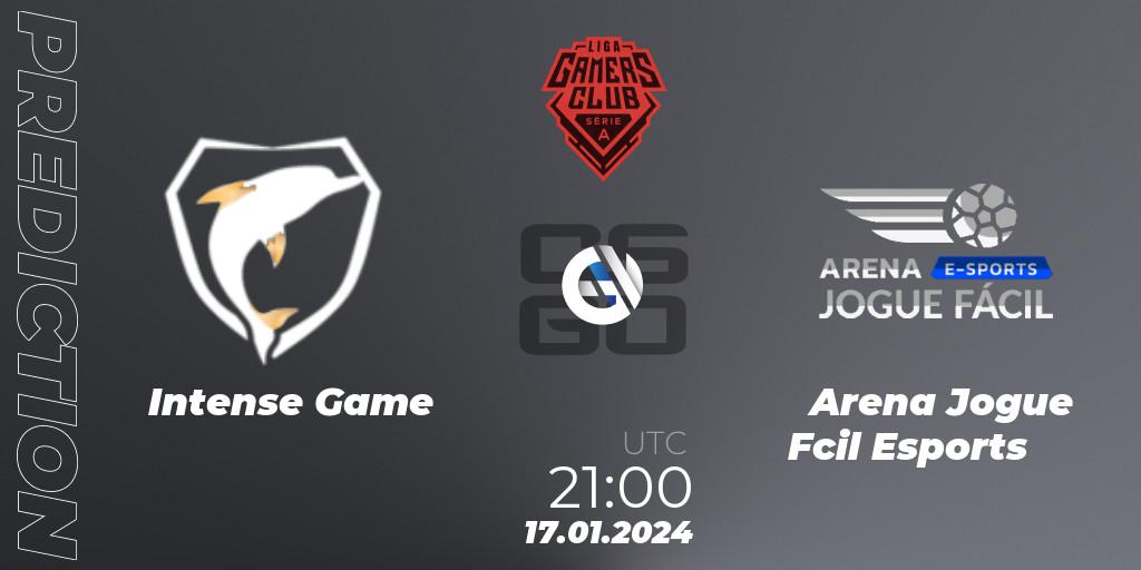Intense Game contre Arena Jogue Fácil Esports : prédiction de match. 17.01.24. CS2 (CS:GO), Gamers Club Liga Série A: January 2024