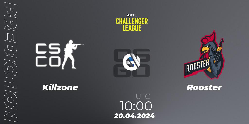 Killzone contre Rooster : prédiction de match. 08.05.2024 at 10:00. Counter-Strike (CS2), ESL Challenger League Season 47: Oceania