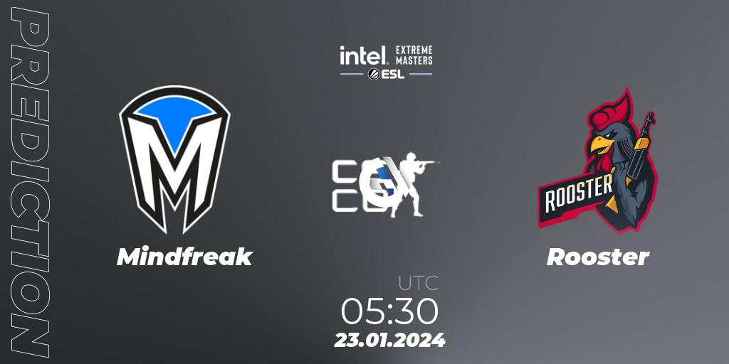 Mindfreak contre Rooster : prédiction de match. 23.01.2024 at 05:30. Counter-Strike (CS2), Intel Extreme Masters China 2024: Oceanic Closed Qualifier