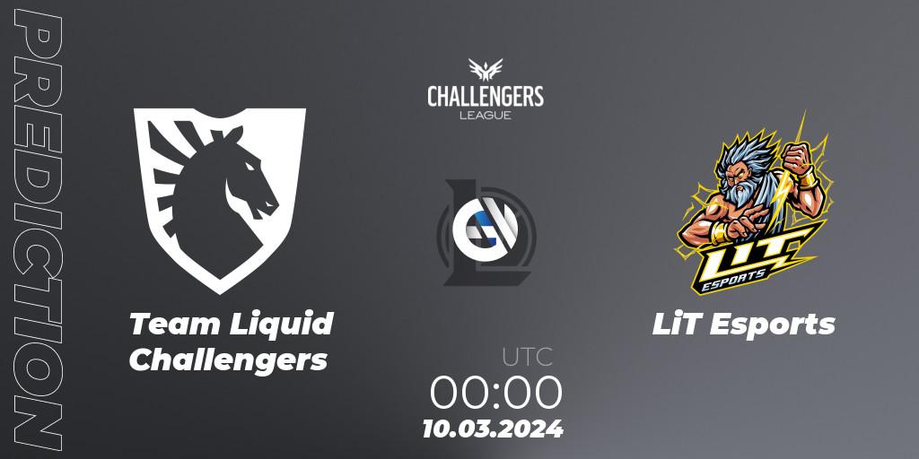 Team Liquid Challengers contre LiT Esports : prédiction de match. 10.03.24. LoL, NACL 2024 Spring - Group Stage