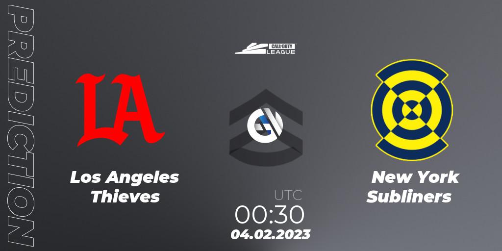 Los Angeles Thieves contre New York Subliners : prédiction de match. 04.02.2023 at 00:30. Call of Duty, Call of Duty League 2023: Stage 2 Major